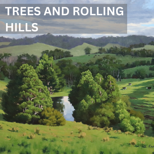 Trees and Rolling Hills – Landscape Painting Tutorial Video