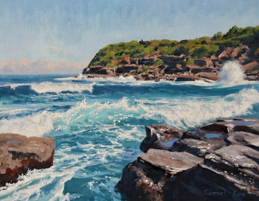 Breaking Waves, Frazer Beach | 11" x 14" | Original Oil Painting on Linen Panel
