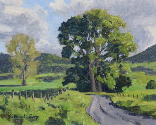 Country Road with Poplar Tree | 8" x 10" | Oil on Linen Panel