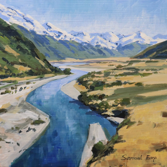 Serenity in the Rees Valley | Acrylic on Wood Panel | 12” x 12” | Collectible Nature-Inspired Wall Art
